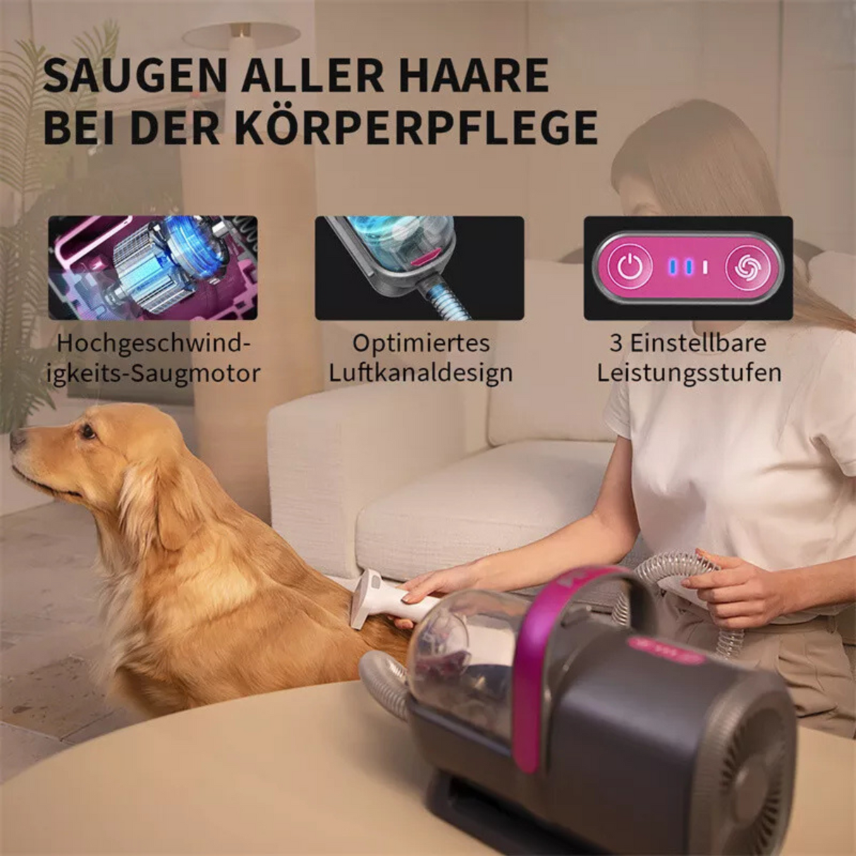 PETKIT Tierfell Staubsauger Set Fellpflege leise HEPA für Katzen Hunde