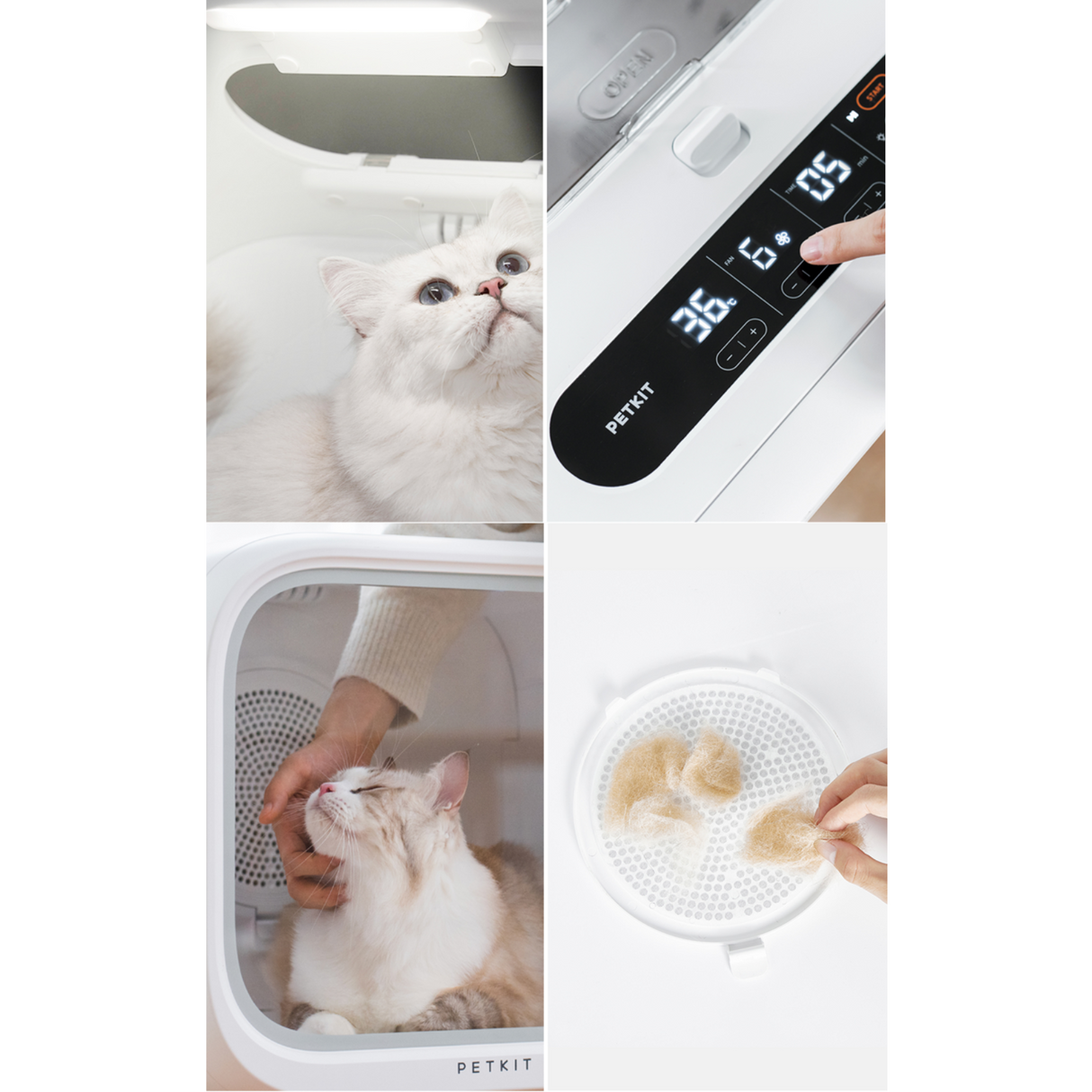 PETKIT AirSalon Max Hundetrockner Box 360 Grad leise Ionisierung App