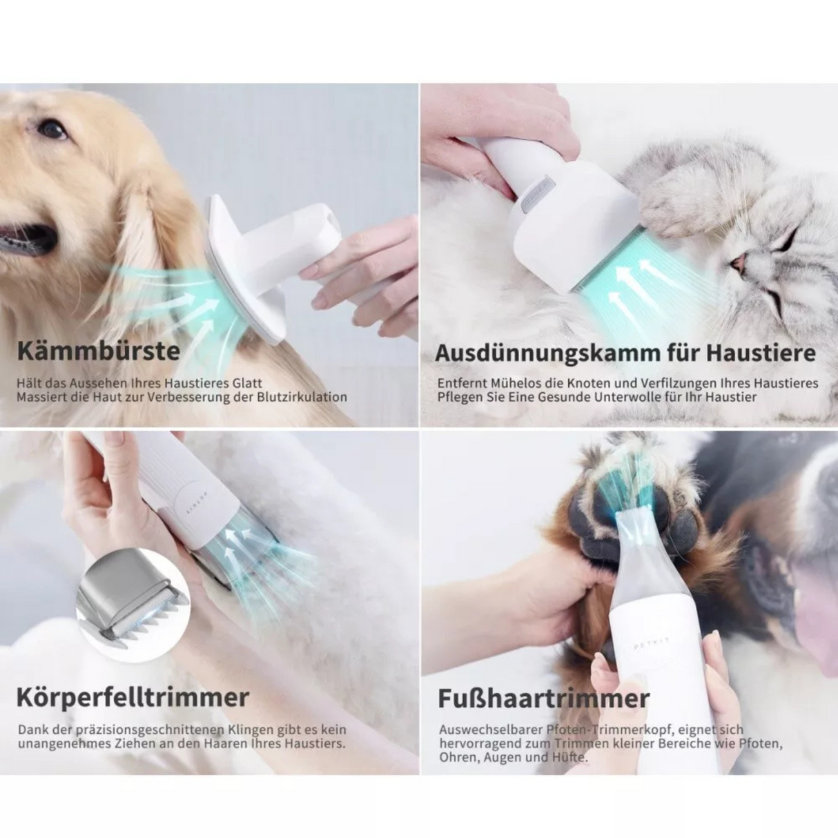 PETKIT Tierfell Staubsauger Set Fellpflege leise HEPA für Katzen Hunde