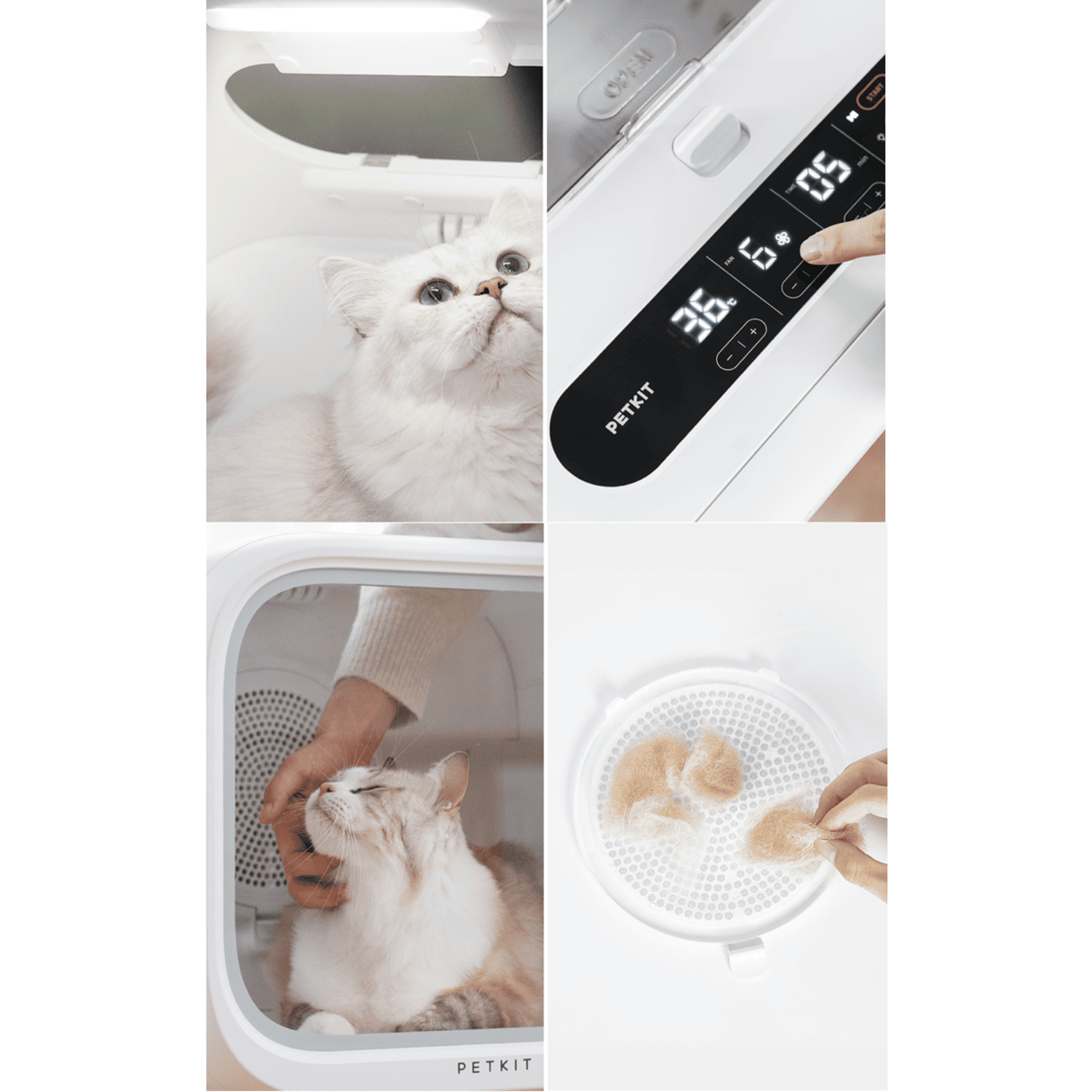 PETKIT AirSalon Max Hundetrockner Box 360 Grad leise Ionisierung App