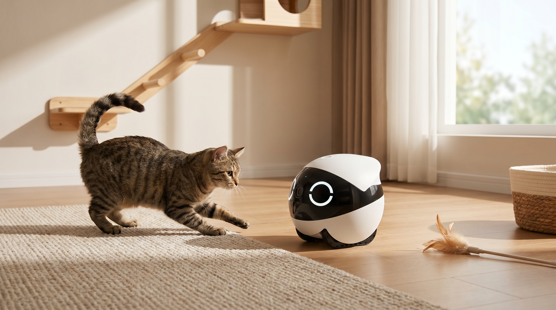 Interaktive Beschäftigung für Katzen mit smartem Haustierroboter