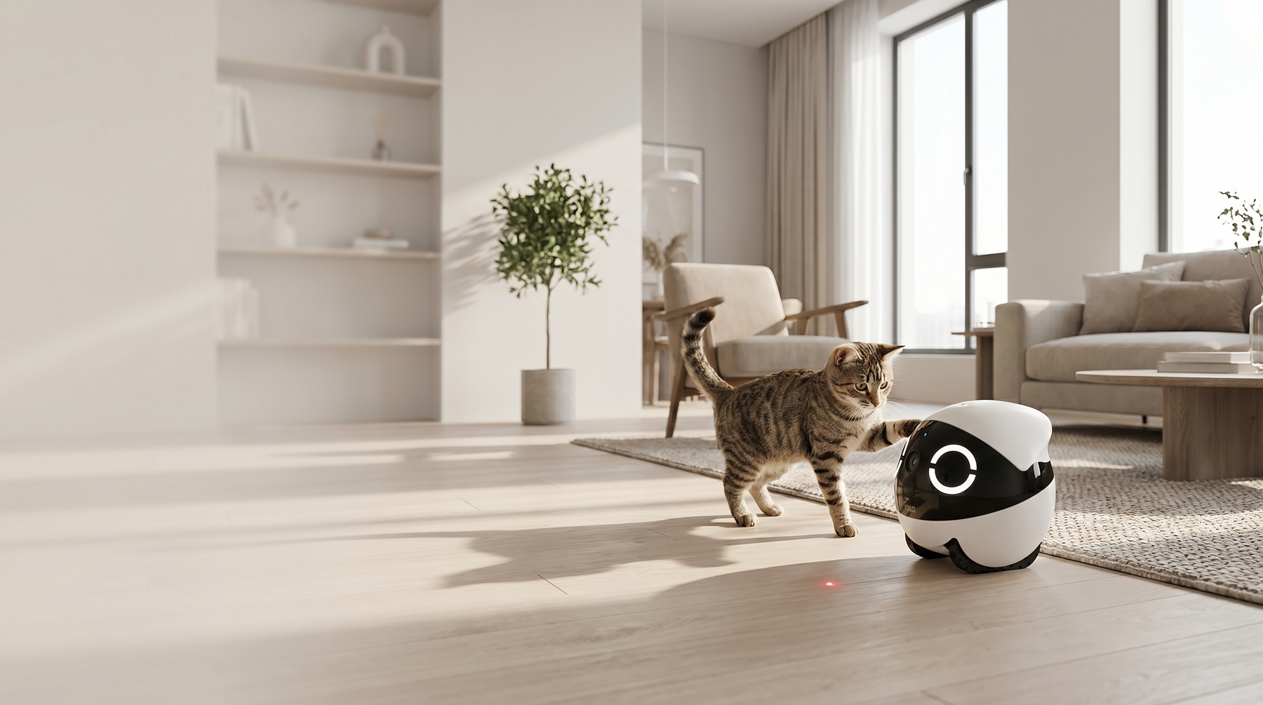 Interaktive Beschäftigung für Katzen mit smartem Haustierroboter